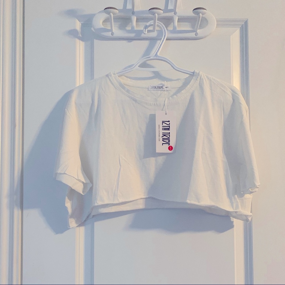 12th tribe white crop top